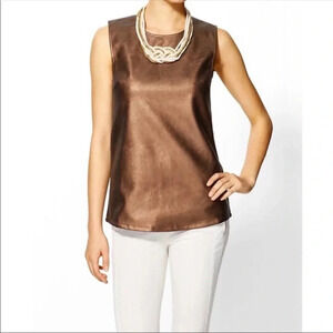 Tinley Road Copper Bronze Faux Leather Sheath Top